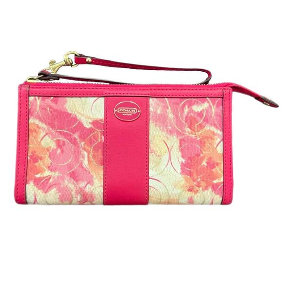 Coach Pink and Cream Floral Wristlet - 7.5x4" - Picture 1 of 5